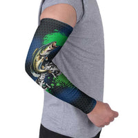 Personalized Bass Fishing Arm Sleeves with Jumping Fish – Green and Black Angler Design - Wonder Print Shop