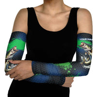 Personalized Bass Fishing Arm Sleeves with Jumping Fish – Green and Black Angler Design - Wonder Print Shop