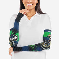 Personalized Bass Fishing Arm Sleeves with Jumping Fish – Green and Black Angler Design - Wonder Print Shop