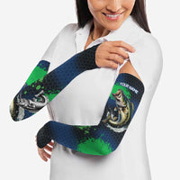 Personalized Bass Fishing Arm Sleeves with Jumping Fish – Green and Black Angler Design - Wonder Print Shop