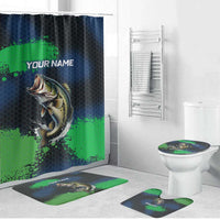 Personalized Bass Fishing Bathroom Set with Jumping Fish – Green and Black Angler Design - Wonder Print Shop