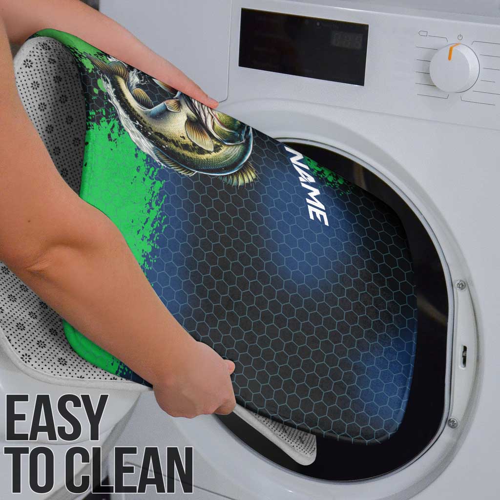 Personalized Bass Fishing Bathroom Set with Jumping Fish – Green and Black Angler Design - Wonder Print Shop