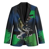 Personalized Bass Fishing Blazer with Jumping Fish – Green and Black Angler Design - Wonder Print Shop