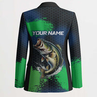Personalized Bass Fishing Blazer with Jumping Fish – Green and Black Angler Design - Wonder Print Shop