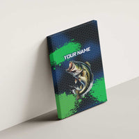 Personalized Bass Fishing Canvas Wall Art with Jumping Fish – Green and Black Angler Design - Wonder Print Shop