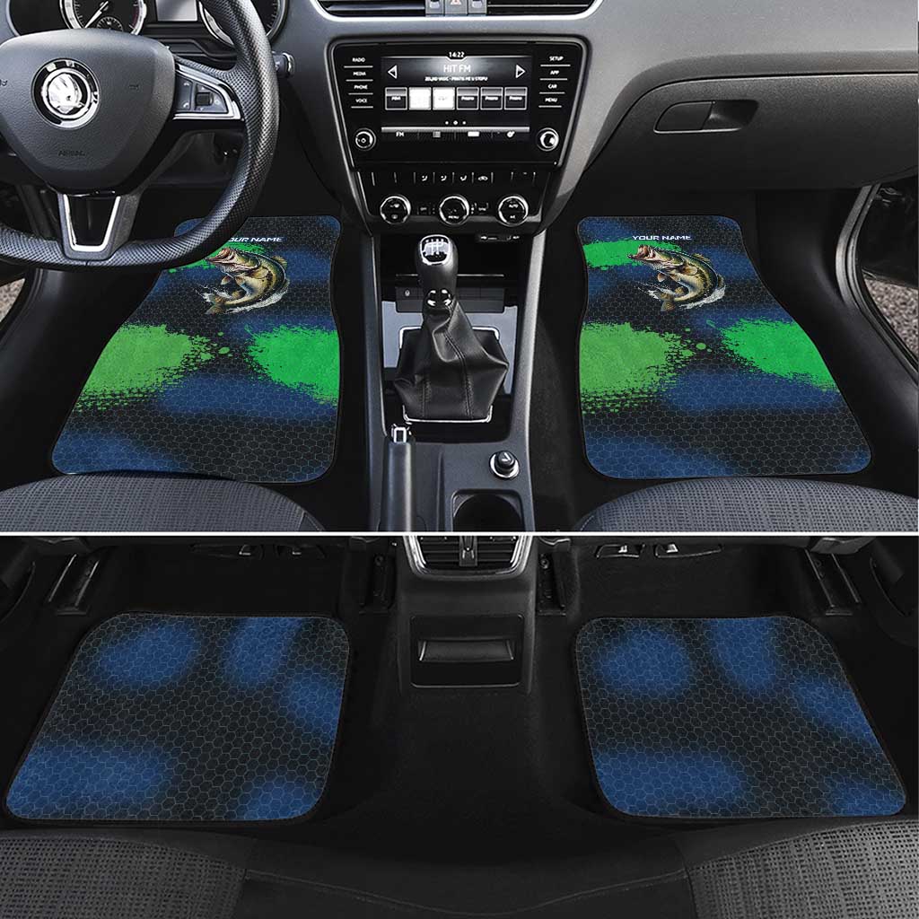 Personalized Bass Fishing Car Mats with Jumping Fish – Green and Black Angler Design - Wonder Print Shop