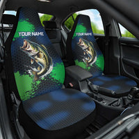 Personalized Bass Fishing Car Seat Cover with Jumping Fish – Green and Black Angler Design - Wonder Print Shop