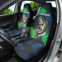 Personalized Bass Fishing Car Seat Cover with Jumping Fish – Green and Black Angler Design - Wonder Print Shop