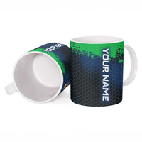 Personalized Bass Fishing Ceramic Mug with Jumping Fish – Green and Black Angler Design - Wonder Print Shop