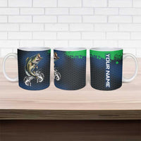 Personalized Bass Fishing Ceramic Mug with Jumping Fish – Green and Black Angler Design - Wonder Print Shop