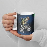 Personalized Bass Fishing Ceramic Mug with Jumping Fish – Green and Black Angler Design - Wonder Print Shop