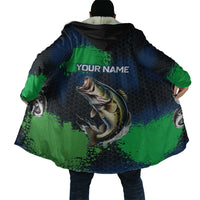 Personalized Bass Fishing Cloak with Jumping Fish – Green and Black Angler Design - Wonder Print Shop