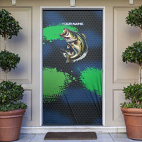 Personalized Bass Fishing Door Cover with Jumping Fish – Green and Black Angler Design - Wonder Print Shop