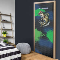Personalized Bass Fishing Door Cover with Jumping Fish – Green and Black Angler Design - Wonder Print Shop