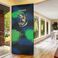 Personalized Bass Fishing Door Cover with Jumping Fish – Green and Black Angler Design - Wonder Print Shop