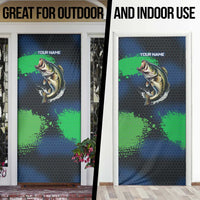 Personalized Bass Fishing Door Cover with Jumping Fish – Green and Black Angler Design - Wonder Print Shop