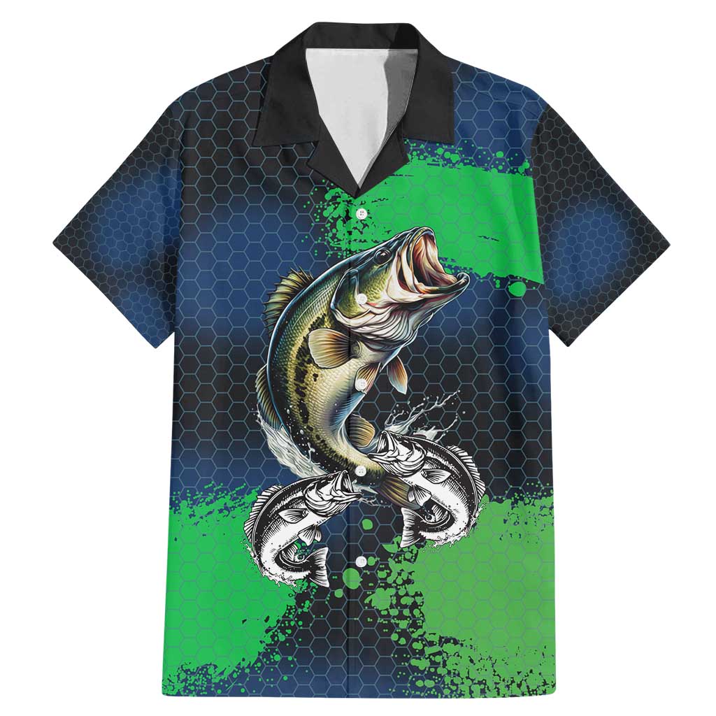 Personalized Bass Fishing Family Matching Mermaid Dress and Hawaiian Shirt with Jumping Fish – Green and Black Angler Design - Wonder Print Shop