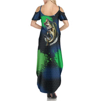 Personalized Bass Fishing Family Matching Summer Maxi Dress and Hawaiian Shirt with Jumping Fish – Green and Black Angler Design - Wonder Print Shop