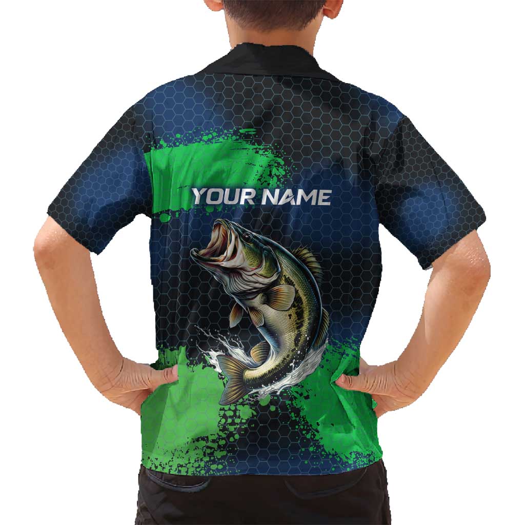 Personalized Bass Fishing Family Matching Tank Maxi Dress and Hawaiian Shirt with Jumping Fish – Green and Black Angler Design - Wonder Print Shop
