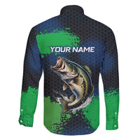 Personalized Bass Fishing Family Matching Tank Maxi Dress and Hawaiian Shirt with Jumping Fish – Green and Black Angler Design - Wonder Print Shop