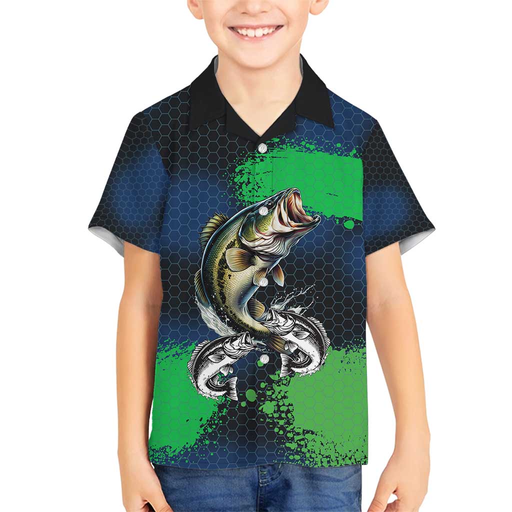 Personalized Bass Fishing Family Matching Tank Maxi Dress and Hawaiian Shirt with Jumping Fish – Green and Black Angler Design - Wonder Print Shop