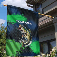 Personalized Bass Fishing Garden Flag with Jumping Fish – Green and Black Angler Design - Wonder Print Shop