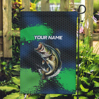 Personalized Bass Fishing Garden Flag with Jumping Fish – Green and Black Angler Design - Wonder Print Shop