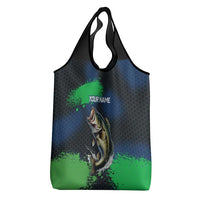 Personalized Bass Fishing Grocery Bag with Jumping Fish – Green and Black Angler Design - Wonder Print Shop