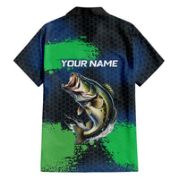 Personalized Bass Fishing Hawaiian Shirt with Jumping Fish – Green and Black Angler Design - Wonder Print Shop