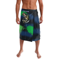 Personalized Bass Fishing Lavalava with Jumping Fish – Green and Black Angler Design - Wonder Print Shop