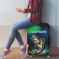 Personalized Bass Fishing Luggage Cover with Jumping Fish – Green and Black Angler Design - Wonder Print Shop