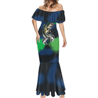 Personalized Bass Fishing Mermaid Dress with Jumping Fish – Green and Black Angler Design - Wonder Print Shop