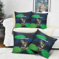 Personalized Bass Fishing Pillow Cover with Jumping Fish – Green and Black Angler Design - Wonder Print Shop