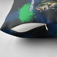 Personalized Bass Fishing Pillow Cover with Jumping Fish – Green and Black Angler Design - Wonder Print Shop