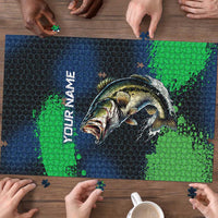 Personalized Bass Fishing Puzzle with Jumping Fish – Green and Black Angler Design - Wonder Print Shop