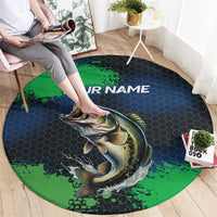 Personalized Bass Fishing Round Carpet with Jumping Fish – Green and Black Angler Design - Wonder Print Shop