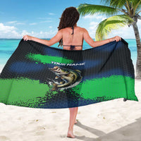 Personalized Bass Fishing Sarong with Jumping Fish – Green and Black Angler Design - Wonder Print Shop