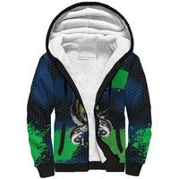 Personalized Bass Fishing Sherpa Hoodie with Jumping Fish – Green and Black Angler Design - Wonder Print Shop