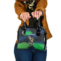 Personalized Bass Fishing Shoulder Handbag with Jumping Fish – Green and Black Angler Design - Wonder Print Shop