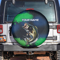 Personalized Bass Fishing Spare Tire Cover with Jumping Fish – Green and Black Angler Design - Wonder Print Shop