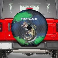Personalized Bass Fishing Spare Tire Cover with Jumping Fish – Green and Black Angler Design - Wonder Print Shop
