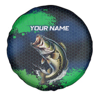 Personalized Bass Fishing Spare Tire Cover with Jumping Fish – Green and Black Angler Design - Wonder Print Shop