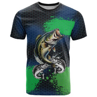 Personalized Bass Fishing T Shirt with Jumping Fish – Green and Black Angler Design - Wonder Print Shop