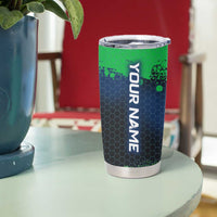 Personalized Bass Fishing Tumbler Cup with Jumping Fish – Green and Black Angler Design - Wonder Print Shop