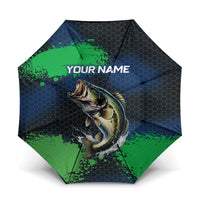Personalized Bass Fishing Umbrella with Jumping Fish – Green and Black Angler Design - Wonder Print Shop