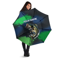 Personalized Bass Fishing Umbrella with Jumping Fish – Green and Black Angler Design - Wonder Print Shop