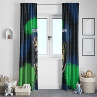 Personalized Bass Fishing Window Curtain with Jumping Fish – Green and Black Angler Design - Wonder Print Shop