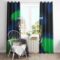 Personalized Bass Fishing Window Curtain with Jumping Fish – Green and Black Angler Design - Wonder Print Shop