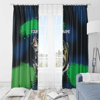 Personalized Bass Fishing Window Curtain with Jumping Fish – Green and Black Angler Design - Wonder Print Shop
