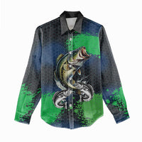 Personalized Bass Fishing Women Casual Shirt with Jumping Fish – Green and Black Angler Design - Wonder Print Shop